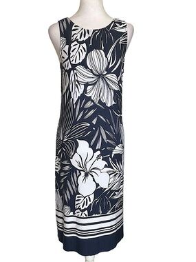 Tommy Bahama Women’s Mahana Beach Sheath Dress Navy Blue White Floral Size M